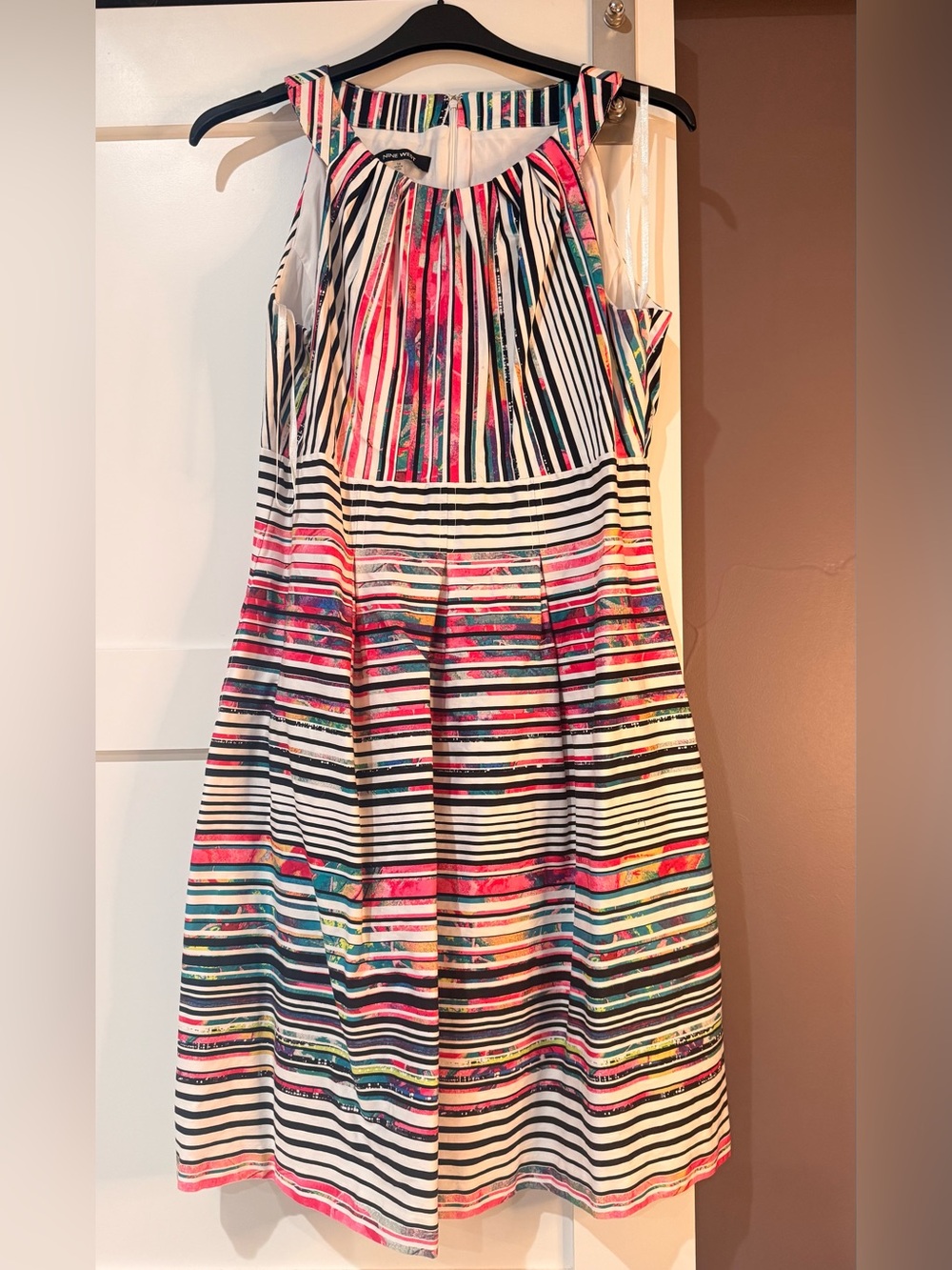 Nine West Multicolor Striped Sleeveless Summer Dress